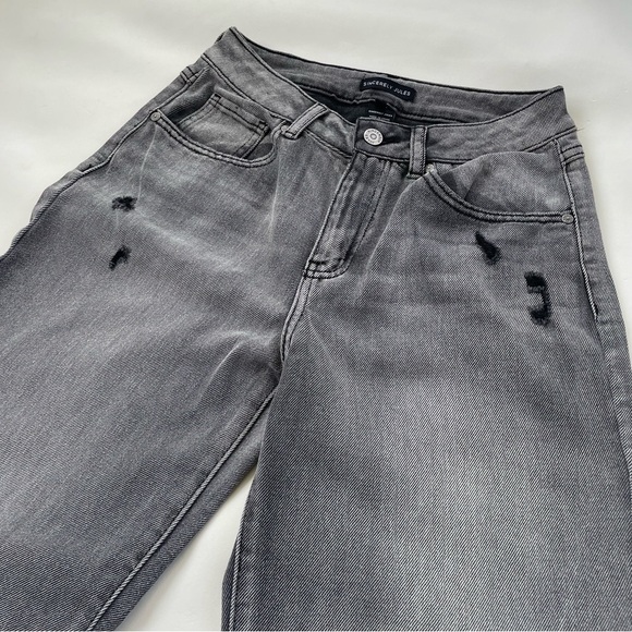 Sincerely Jules Faded Black Distressed High Rise Straight Jeans Size 3/26 - Picture 3 of 13
